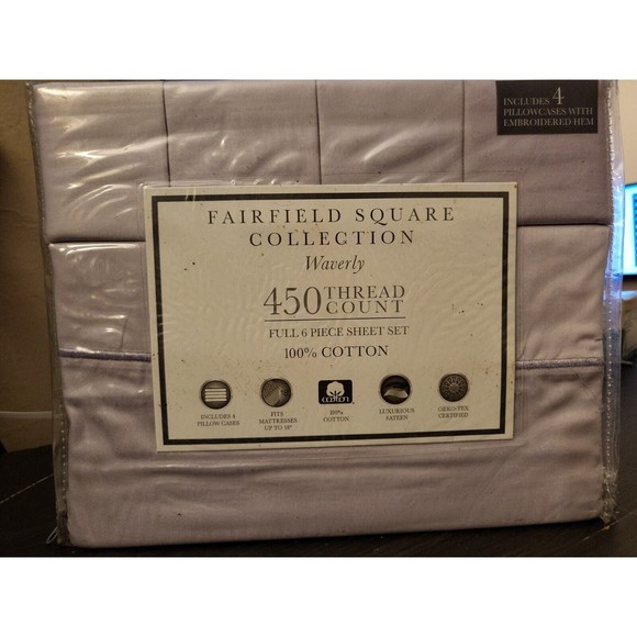 Fairfield Square Other - FAIRFIELD SQUARE COLLECTION 4PC FULL SHEET SET COLOR LILAC 450 THREAD COUNT